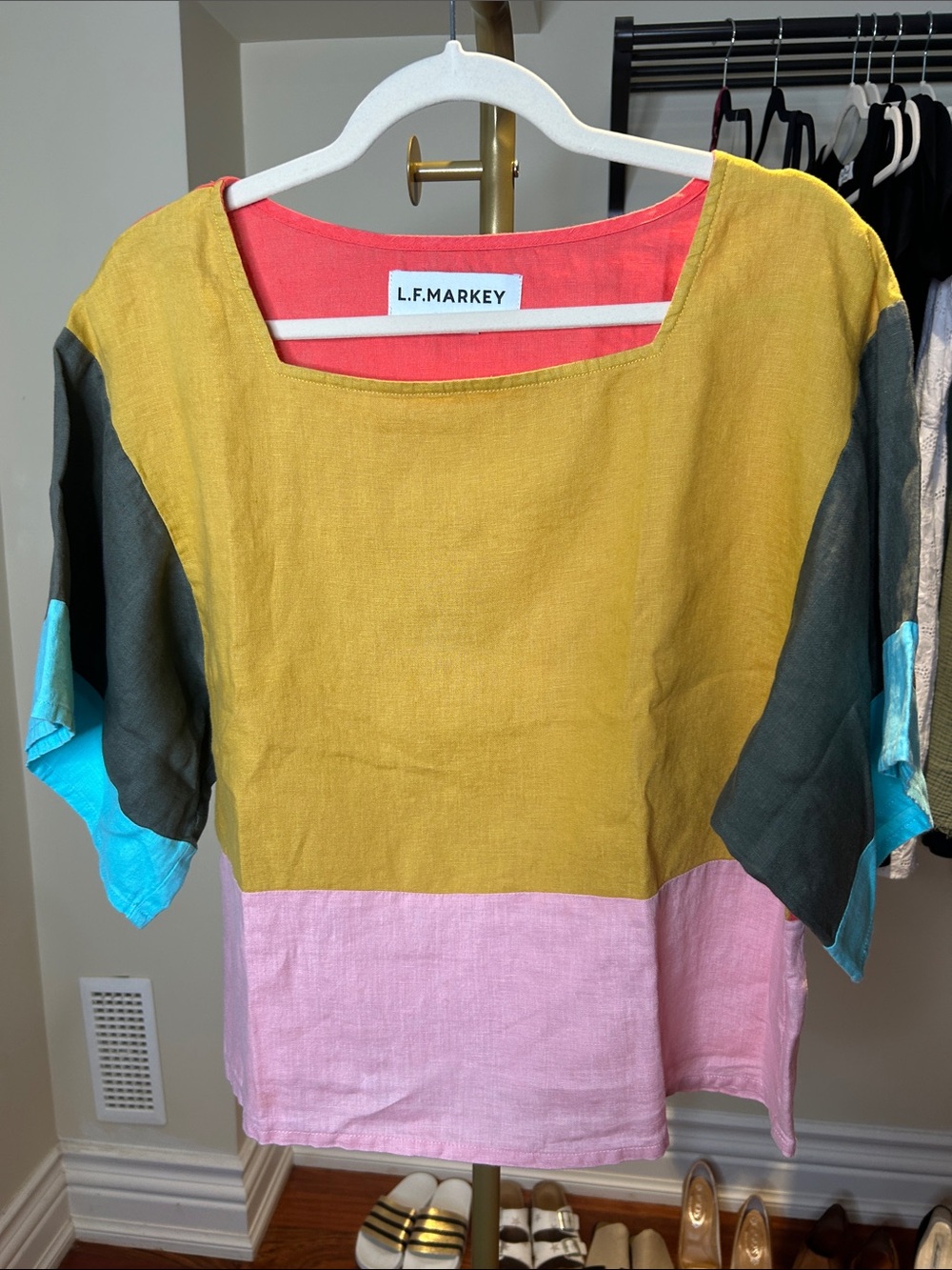L.F.MARKEY, Micah Top - MULTI, 100% Linen, Size 8